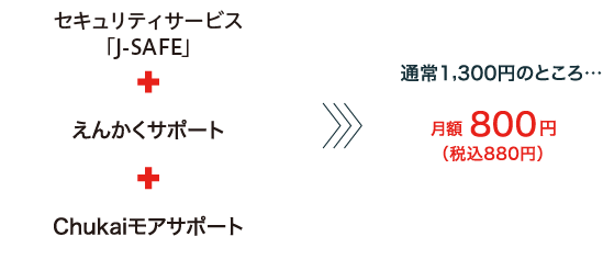 サポートセット月額800円（税込880円）
